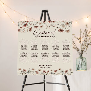 10 Table Boho Wildflowers Wedding Seating Chart Foam Board