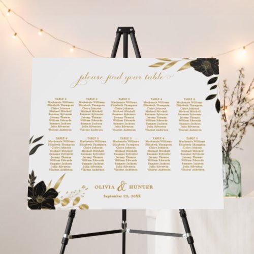 10 Table Chic White  Gold Wedding Seating Chart  Foam Board