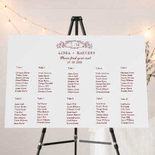 10 Table Elegant  Crest wedding seating chart Foam Board