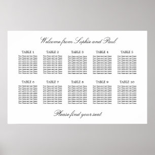 10 Table Elegant Minimalist Seating Chart