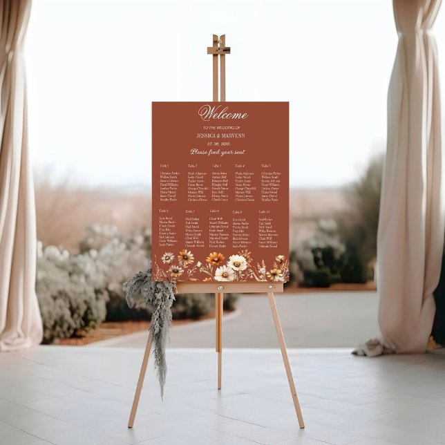 10 Table Elegant Wildflower Wedding seating chart Foam Board (Creator Uploaded)