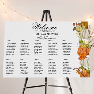 10 Table Fall Pumpkin wedding seating chart Foam Foam Board