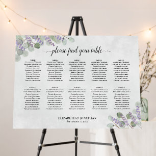 10 Table Lavender Eucalyptus Wedding Seating Chart Foam Board