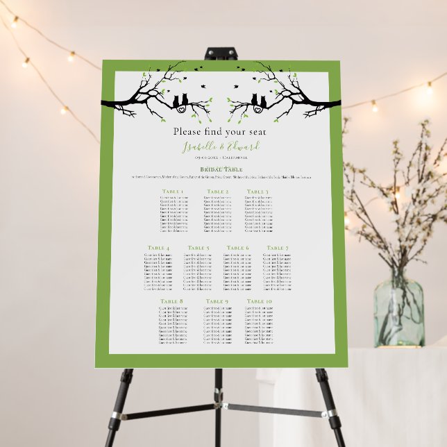 10 Table Lime Green Cat Lovers Wedding Theme Foam Board (In Situ (Stand))