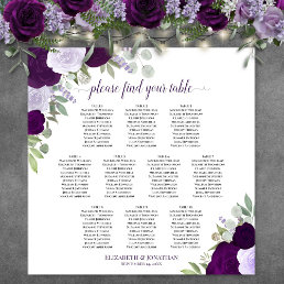 10 Table Purple Roses Chic Wedding Seating Chart