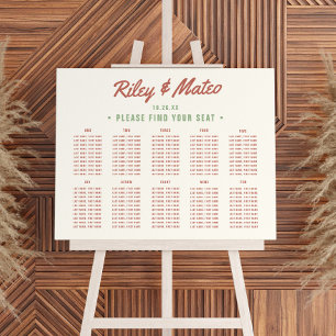10 TABLE Retro Modern Earth Wedding Seating Chart Foam Board