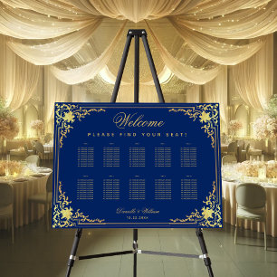 10 Table Royal Blue Faux Gold Ornate Seating Chart Foam Board