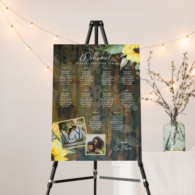 10 Table Rustic Wood SUNFLOWERS PHOTO SEATING Foam Board (In Situ (Stand))