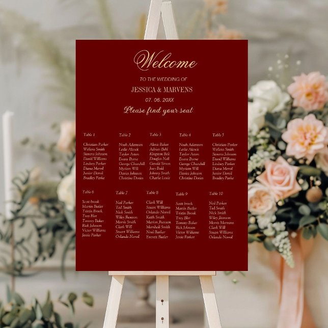 10 Table simple elegant wedding seating chart Foam Board (Creator Uploaded)