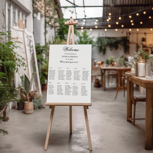 10 Table simple elegant wedding seating chart Foam Board