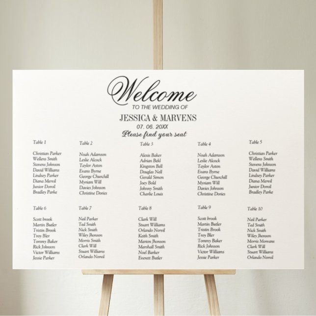 10 Table simple elegant wedding seating chart Foam Board (Creator Uploaded)