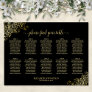 10 Table Wedding Seating Chart Black & Gold Frills