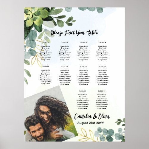 10 Table Wedding Seating Chart Greenery PHOTO Foam