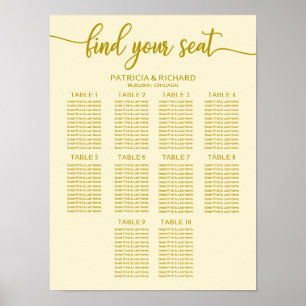 10 Table Wedding Seating Chart Ivory Calligraphy