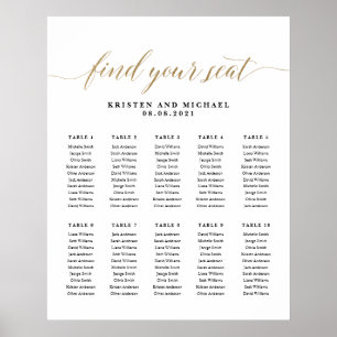 10 Tables 100 Guests Find Your Seat Seating Chart