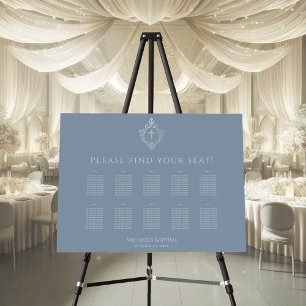 10 Tables Crest Dusty Blue Baptism Seating Chart Foam Board