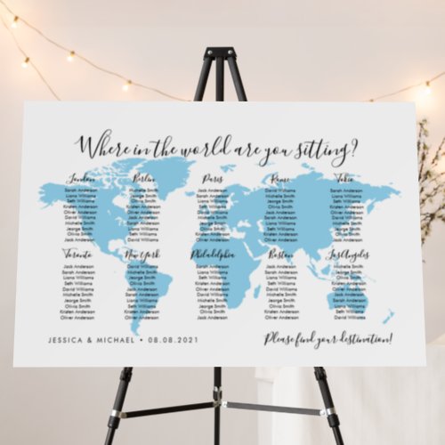 10 Tables Destinations World Map Seating Chart Foam Board