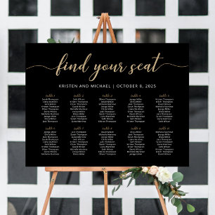 10 Tables Find Your Seat Black Seating Chart  Foam Board