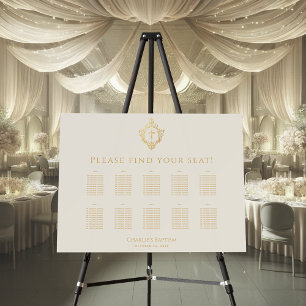 10 Tables Ivory & Gold Crest Baptism Seating Chart Foam Board