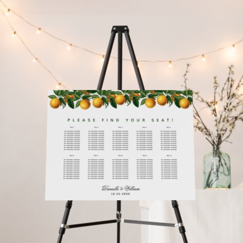 10 Tables Oranges Foliage Wedding Seating Chart Foam Board