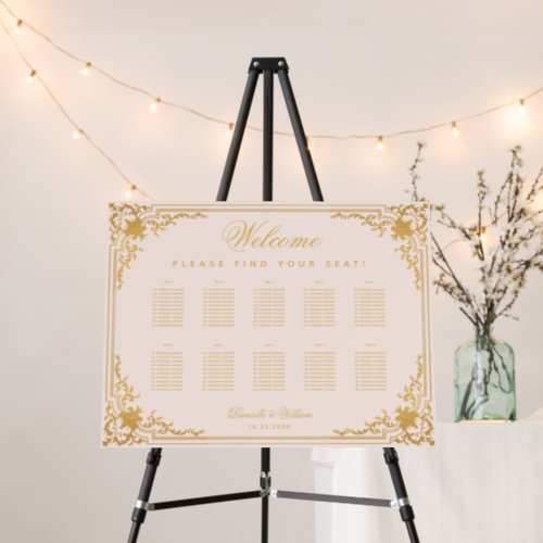 10 Tables Pink Gold Vintage Wedding Seating Chart Foam Board