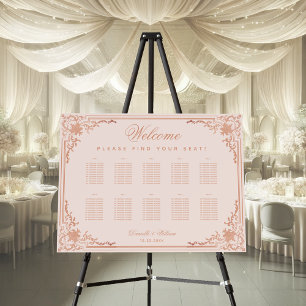 10 Tables Rose Gold Pink Wedding Seating Chart Foam Board