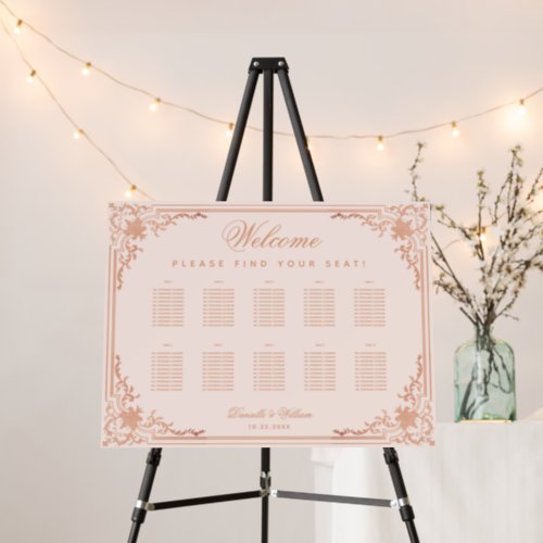 10 Tables Rose Gold Pink Wedding Seating Chart Foam Board