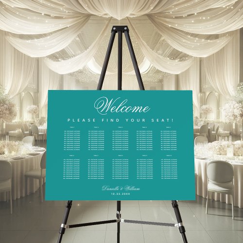  10 Tables Teal Wedding Simple Seating Chart  Foam Board