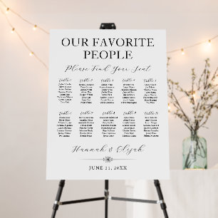10 Tables Up to 80 Guests Wedding Seating Chart Foam Board