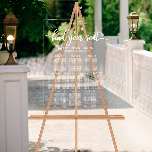 10 Tables Wedding Seating Chart