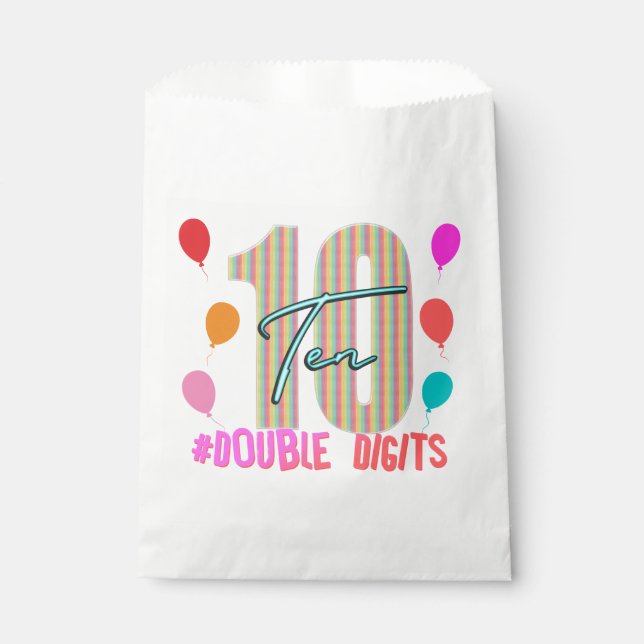 10 Ten Double Digits Birthday Girl Party  Favor Bag (Front)