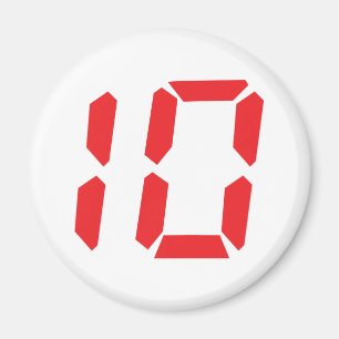 10 ten red alarm clock digital number magnet