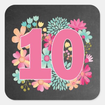 10 Ten Years Decade 10th Birthday Party Stickers by Pip_Gerard at Zazzle