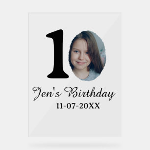 10 th birthday photo bold letter kids name date st acrylic sign