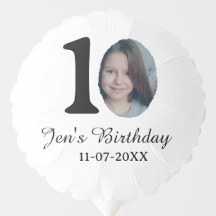 10 th birthday photo bold letter kids name date st balloon