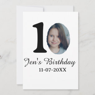 10 th birthday photo bold letter kids name date st invitation