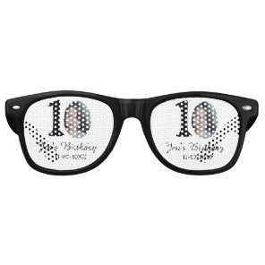 10 th birthday photo bold letter kids name date st retro sunglasses