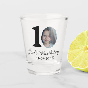 10 th birthday photo bold letter kids name date st shot glass