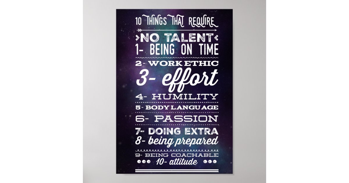 10 things that require no talent poster zazzle