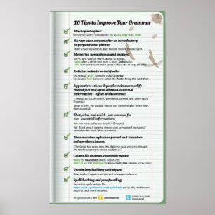 10 Tips to Improve Your Grammar Poster