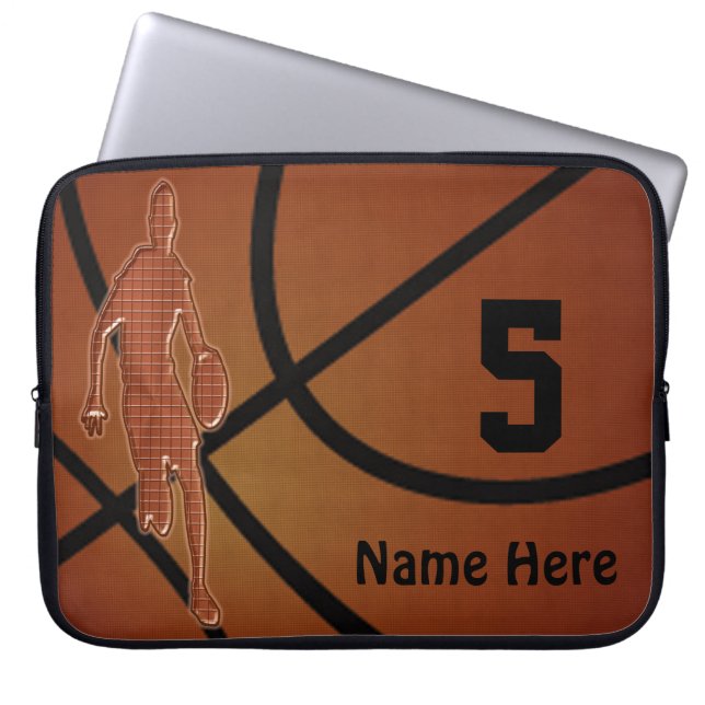 10 to 15 inch Basketball Laptop Case NAME, NUMBER (Front)
