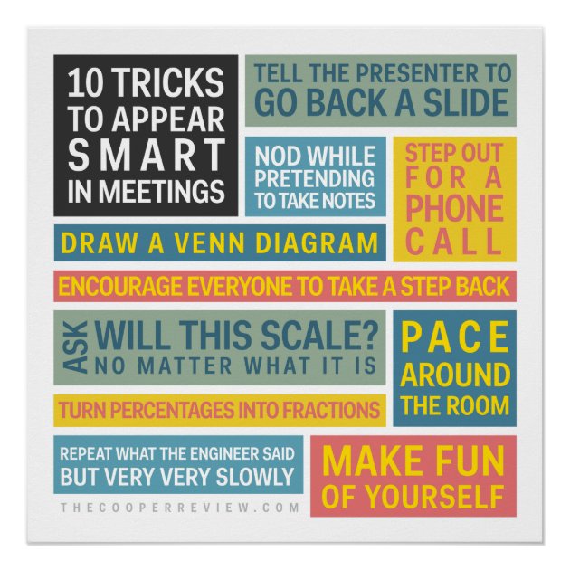 10 Tricks To Appear Smart During Meetings Poster | Zazzle