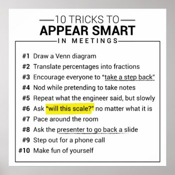 10 Tricks To Appear Smart During Meetings Poster by TheCooperReview at Zazzle