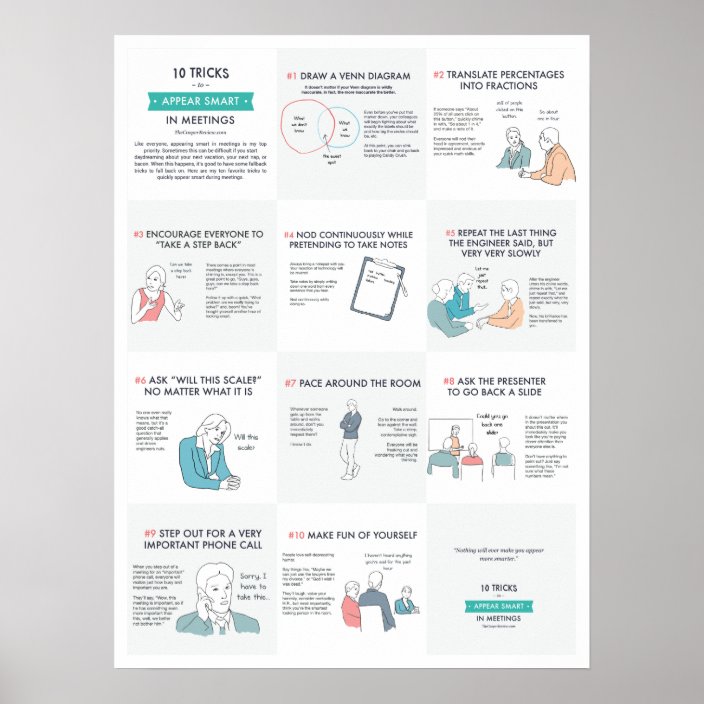 10 Tricks to Appear Smart in Meetings Poster | Zazzle