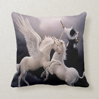 #10-Unicorn and Pegasus fighting Throw Pillow