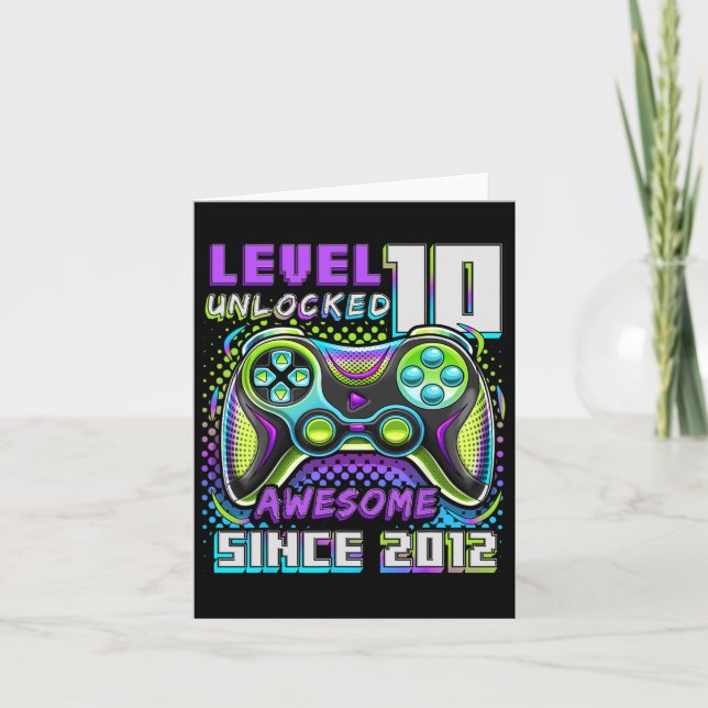 10 Unlocked Awesome 2012 Video Game 10th Birthday  Card (Front)