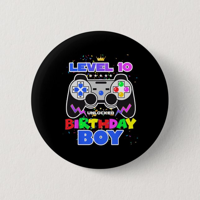 10 Unlocked Birthday Boy Video Game 10th Birthday  Button (Front)