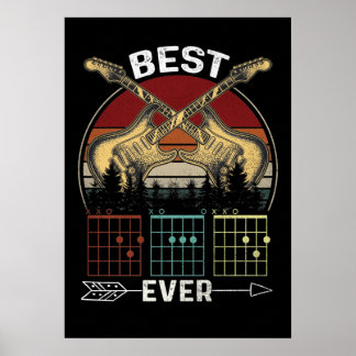 10 Vintage Musician Men Guitar Chord Dad Funny Poster