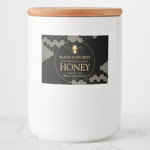 10 Waterproof Honeycomb Bee Raw Honey Label Black