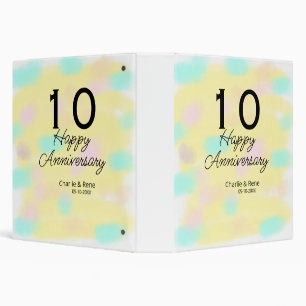 10 wedding anniversary yellow pastel name retro bo 3 ring binder